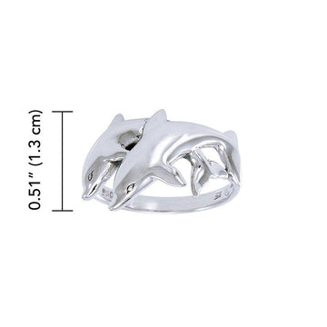 Twin Dolphin Silver Ring WR205 - Jewelry
